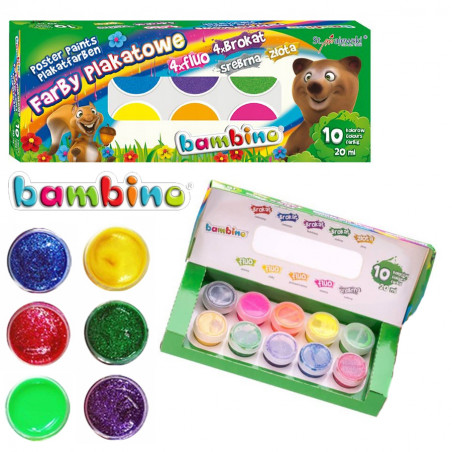 Farby plakatowe 10kol x 20ml BAMBINO