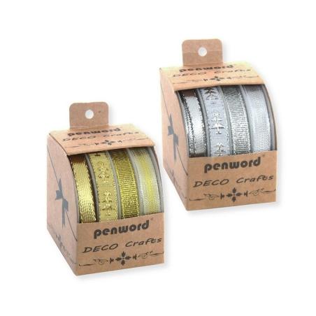 Wstążka ozdobna H057 10mmx1,5m 4szt PENWORD