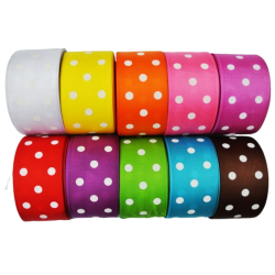 Wstążka ryps 50mmx25y w kropki różne kolory FLO-ART