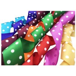 Wstążka ryps 50mmx25y w kropki różne kolory FLO-ART