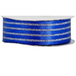 Wstążka satynowa w linie brokat 25mmx9mb chabrowa