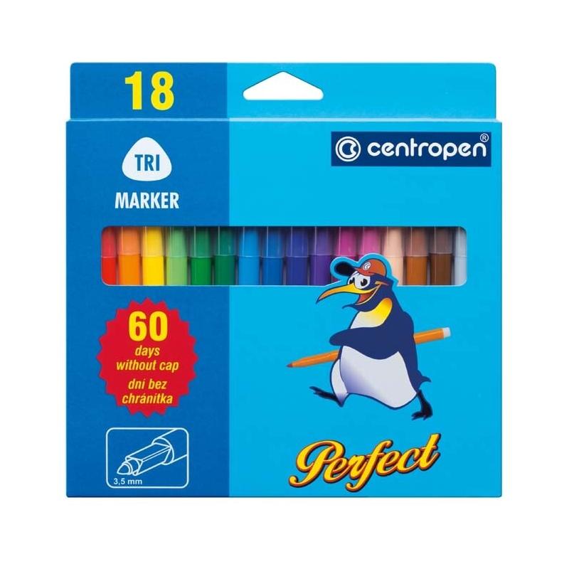 CENTROPEN FLAMASTRY NIEZASYCHAJĄCE 18SZT.